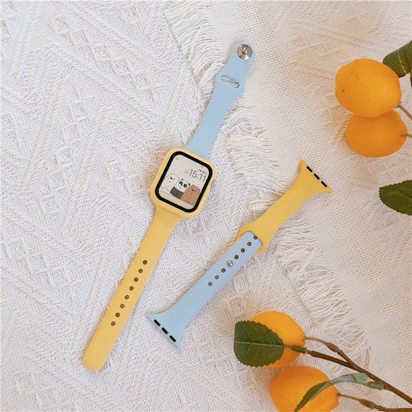Urrem til Apple Watch iWatch 42mm Small S-Himmelblå + gul + gul skærmbeskyttelsesfilm