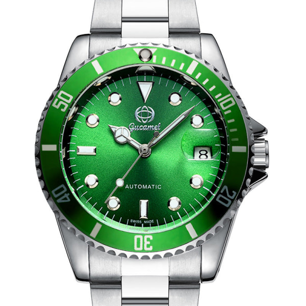 Herreure Submariner Watch Rotating Black Ghost Green Calendar Luminous Gift Green Circle green