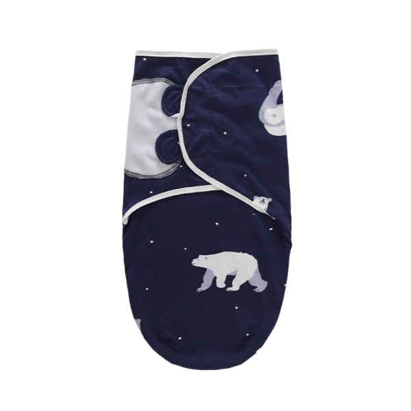 född Swaddling Sovsäck Cocoon Baby's Filt Hat Set Gro-Bag Kram Filt Navy blue polar bear