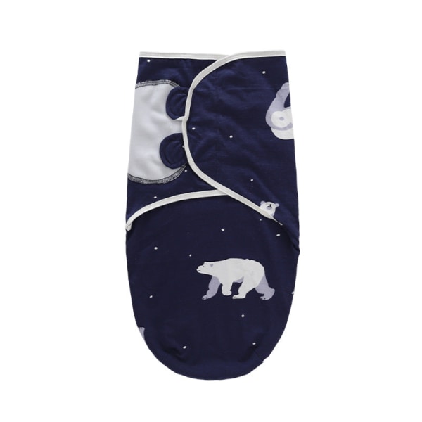 født Swaddling Sovepose Cocoon Baby's Tæppe Hat Sæt Gro-Taske Kram Tæppe Navy blue polar bear