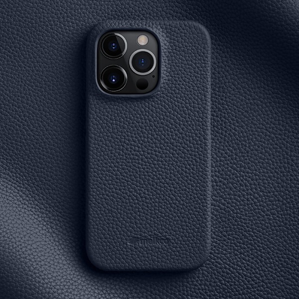 Fodral för iPhone 14 mörkblått läder anti-fall