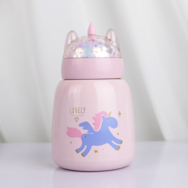 Kids Water Drikkeflaske Søt for barn Kort isolasjon Fresh Artistic Internet Celebrity Unicorn pink 300mL