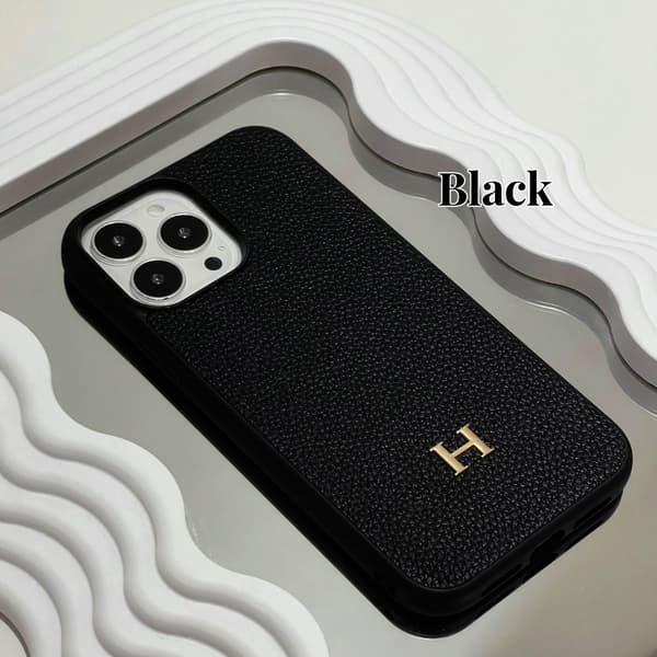 Fodral för iPhone 13mini lychee grain full H svart läder anti fall nisch