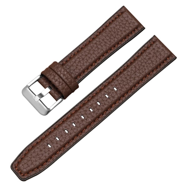 Urrem til Apple Watch iWatch Størrelse 38-40-41mm GJTP-lychee mønster mørkebrun-sølv spænde