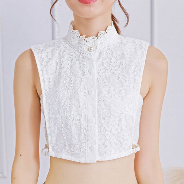 Kvinders falsk krave Aftagelig halv St Shirt Koreansk blonde Hvid Sort Vinrød Stand Collar 3/lace white