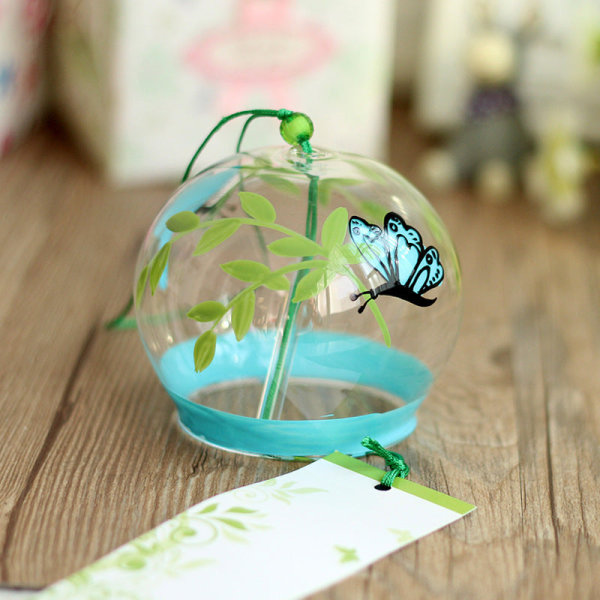 Wind Chimes japansk malet kreativ gaveborosilikatglas Butterfly Love Branch