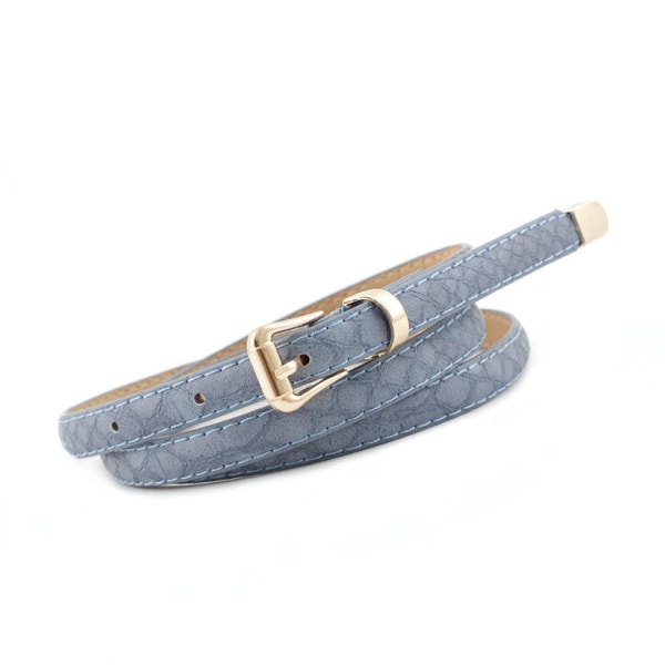 Kvinnor Bälten All-Match Snake Mönster Pin Spänne Bälte Dam tunt bälte Dekoration Jeans Casual Denim Blue 105x1.1cm