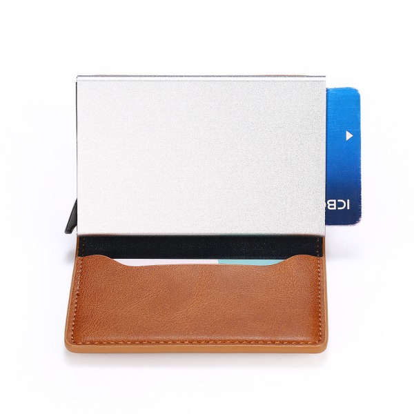 RFID Anti-Theft Automatisk Card Box Business Creative Cassette Metal Cartridge Cassette Card Holder Blue