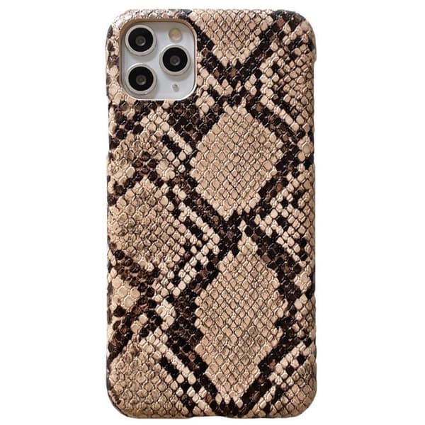 Etui til iPhone 17 Pro Brun Pythontekstur Halvt Skinn