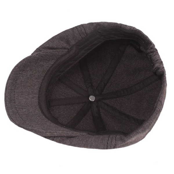 Baretti Hattu Maalari Cap Miesten Retro Kahdeksankulmainen Hattu Pesty Distressed Peaked Cap Taiteellinen Nuorten Hattu Naisten Baretti Black M（56-58cm）