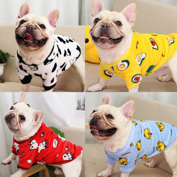 Kjæledyrsklær Middels Stor Hund Fransk Bulldog Valp Hund Høst Vinter Termisk Pyjamas Frakk Bright yellow multiple m