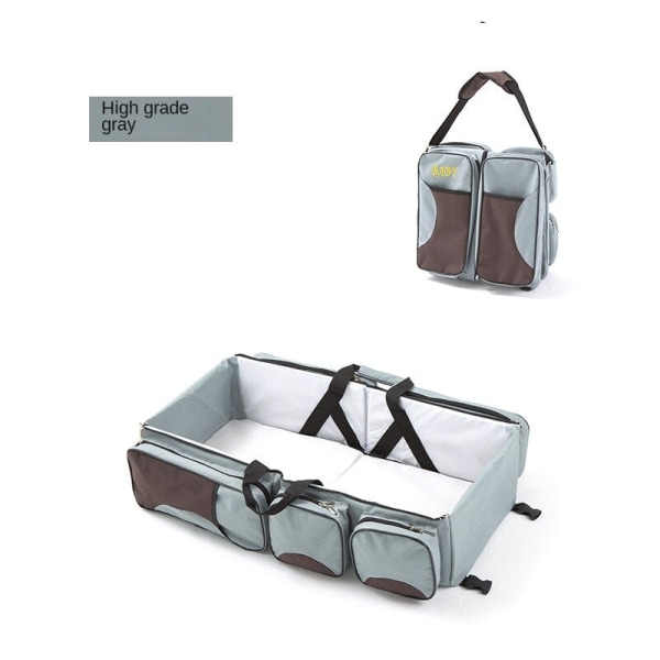 Pusletasker Mommy Bag Foldbar Multi-funktion Stor Kapacitet Mor og Baby Taske Gray with coffee