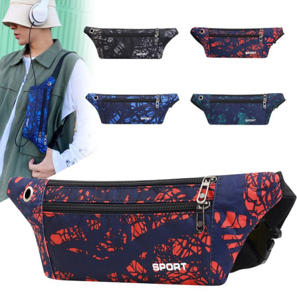 Män kvinnor Fanny Pack Midjeväska Herr Cash s Working Mobile Phone Water ripple dark blue