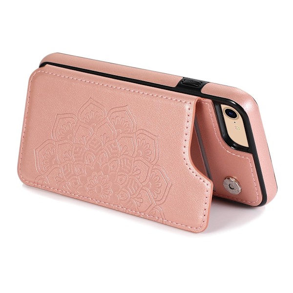Fodral för iPhone 13 6.1 roséguld läder mandala präglat