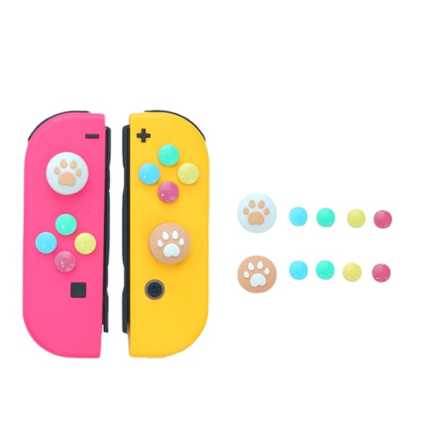 For bryterknapphette NS retningstast Fargerike klistremerker Cat's Paw JoyCon-knappklistremerkehåndtak red yellow 1