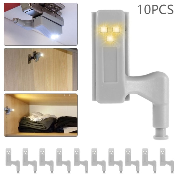 10 kpl LED Smart Touch induktiokaappi valo vaatekaappi valot kaappi sisäinen saranalamppu tunnistin yövalo vaatekaappiin Warm White