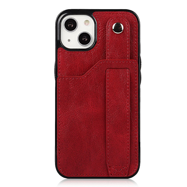 Fodral för iPhone 13pro rött armband läder mode korthållare multifunktionellt fullständigt anti-fall