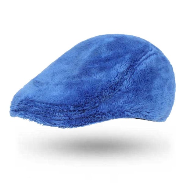 Barettihattu cap miesten ja naisten fleecevuorattu baretti syystalvihattu Hattu Flanellibaretti Sapphire Blue Adjustable