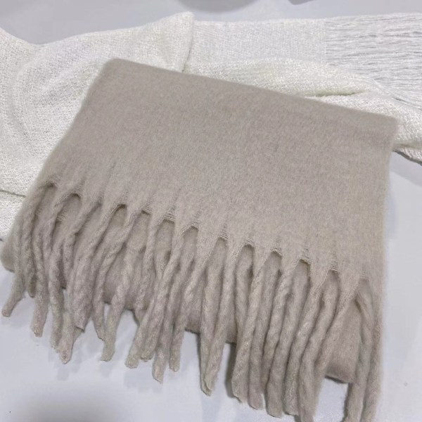 Klassisk varm dam höst vinter halsduk filt wrap sjal stal varm mjuk Shallow khaki 45*230CM