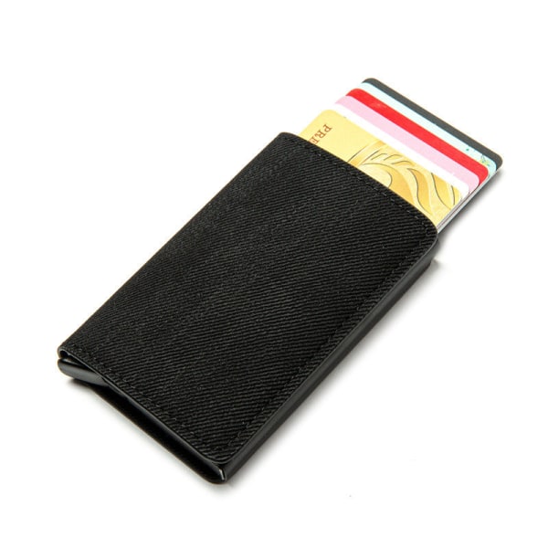 RFID Anti-Theft Swiping Business Automatisk Anti-magnetisk lommebok Denim metallkortveske Black