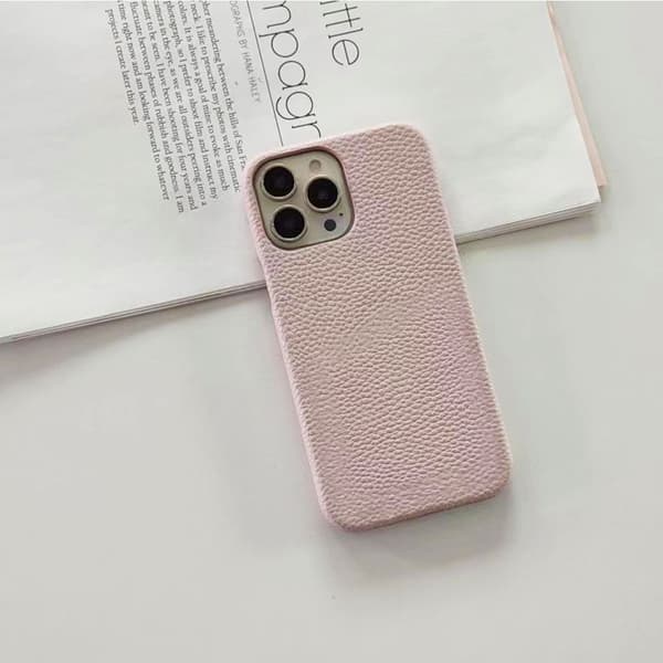 Fodral för iPhone 17promax Ljust Rosaaktigt Grå solid läder halvtäckande textur