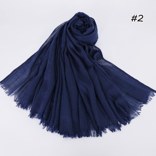 Kvinder Tørklæde Sjal 2022 Bomuld Linned Ensfarvet Tr Bomuld Koreansk Stil 2# navy blue 190cm