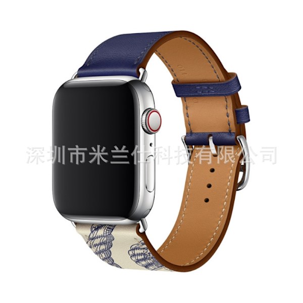 Kellon ranneke Apple Watch iWatch 38/40/41/42mm-S10 15 Single Turn Tumman Sininen Marl Harmaalla