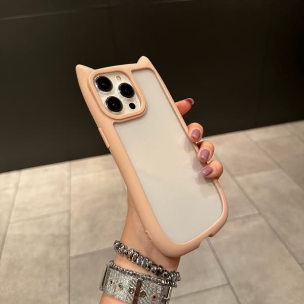 Deksel til iPhone 17 Rosa Katteøre Enkelt Full Dekning Støtsikkert