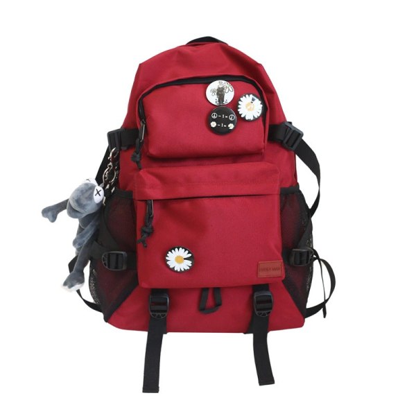 Ryggsekk Skole slitasjebestandig Oxford Cloth Computer Badge Outdoor Travel skulderveske Red without pendant