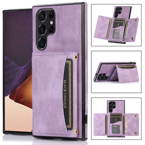 Fodral för iPhone16 ljuslila visitkortshållare solid plånboksfack crossbody