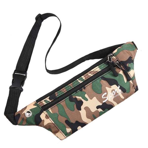 Mænd kvinder Fanny Pack Taljetaske Sport Løbekasse Mobiltelefon Udendørs Multifunktionel Crossbody Chest Black Camouflage