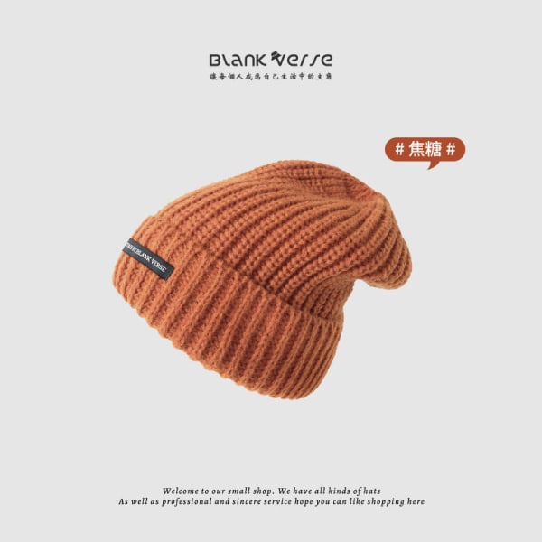 Lämmin talvi neulottu pipo hatut korealaistyylistä syksyä ja kirjaimia All-Match neulepusero Kylmäpaksuinen naisten unisex Caramel