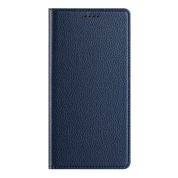 Fodral för iPhone 14pro blått solid lychee-mönster multi-kort läder magnetisk plånbok japansk an