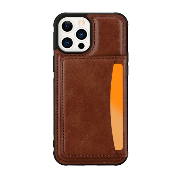 Etui til iPhone 14 6.1 brun visitkort holder pung anti fald