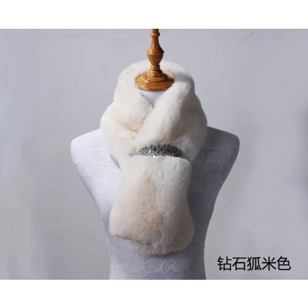 Kvinners falsk krage Avtakbar halv plysjpels imitert pelsskjerf Rektangulært sjal Hvit Svart Black Jade Fox Sequined scarf