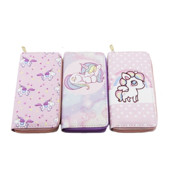 Unicorn Series Hestehode Lang Pu Horisontal Firkantet lommebok Student Clutch med glidelås Unicorn D