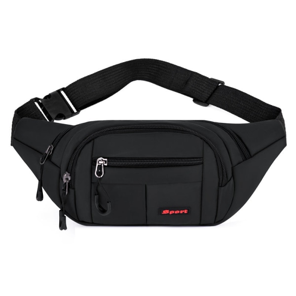 Fanny Pack juoksuhihna vyötärölaukun organizer Nylon Fashion Sports Multifunction Pure black