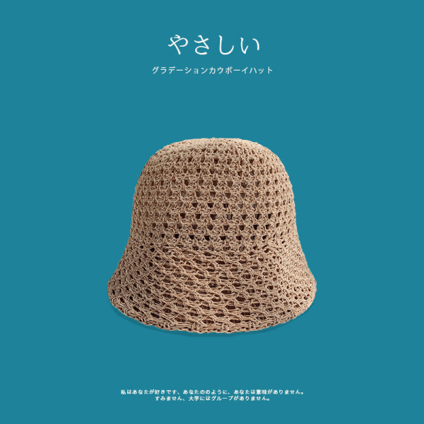 Lämmin talvi neulottu pipo Hatut Naisten Kesä Ohut Hengittävä Auringonsuoja Bucket Hat Unisex Milk silk knitted khaki M（56-58cm）