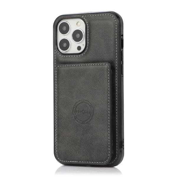 Etui til iPhone 16 Pro Max, sort læder, kortslot, magnetisk pung