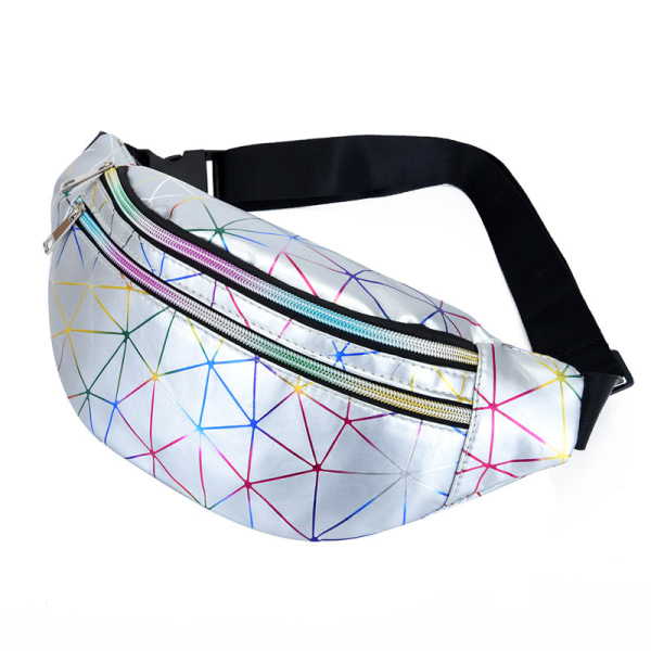 Mænd kvinder Fanny Pack taljetaske Dame Mobiltelefon Chest Fashion Laser Laser silver color