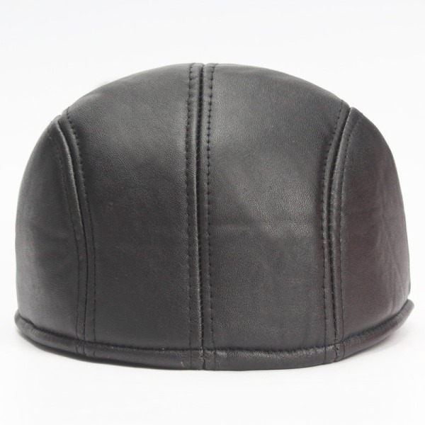 Baret Hat Læder Baret Mænds Peaked Cap Advance Hatte Midaldrende og ældre kvinders hat Black M（56-58cm）