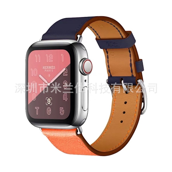 Klockarmband för Apple Watch iWatch 38/40/41/42mm-S10 21 Single Loop Indigo med Orange
