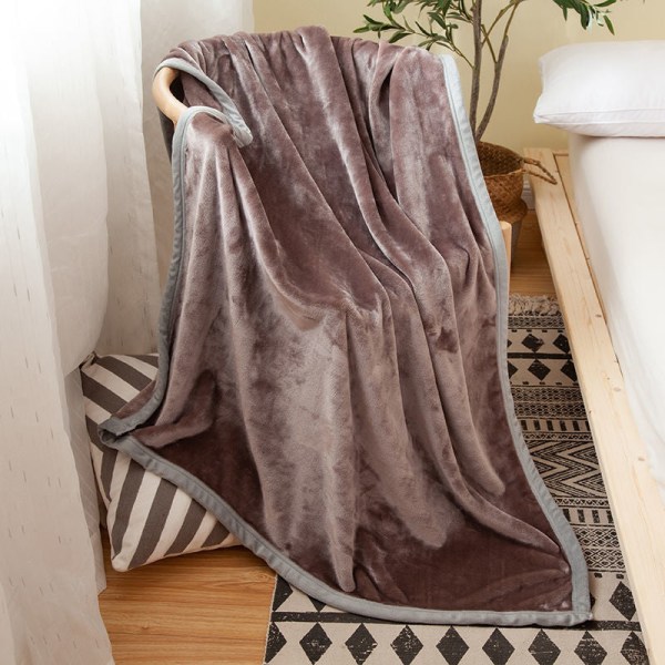 Broderet tæppe Coral Fleece flanneltæppe kontor lur tæppe frokostpause Aircondition tæppe Light gray coffee 100*120cm 600g