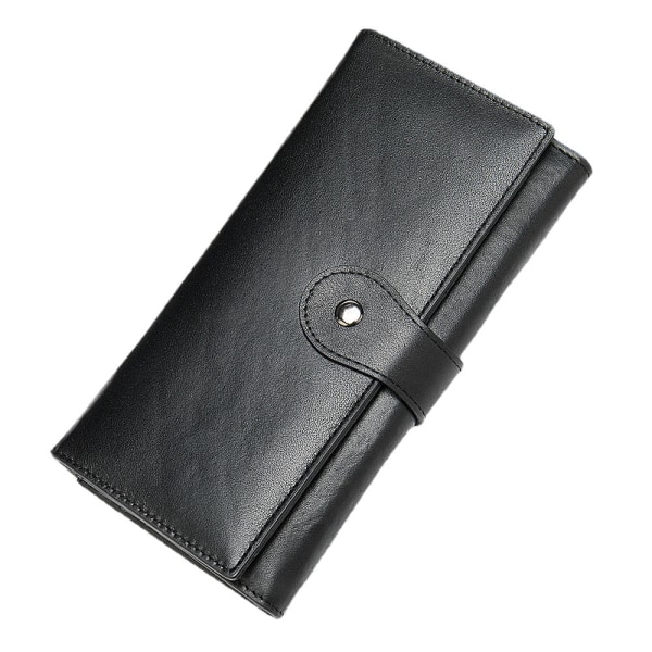 Naisten lompakko kolikkokukkaro Pitkä aitoa nahkaa useita korttipaikkoja RFID Antimagneettinen case Muotitrendi Black