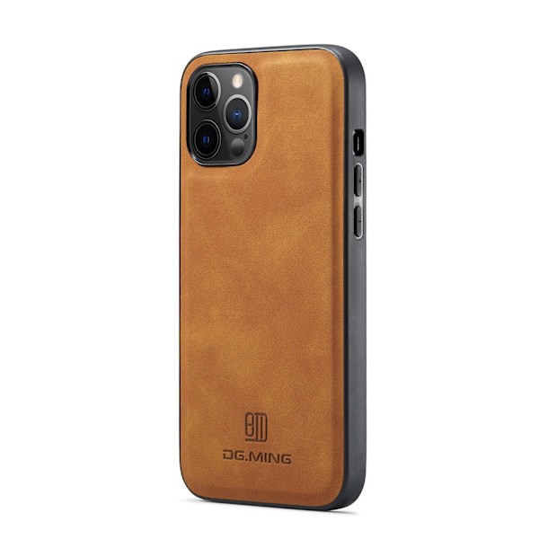 Fodral för iPhone 13 Pro, enkel botten, khaki, magnetisk korthållare, delad plånbok i läder
