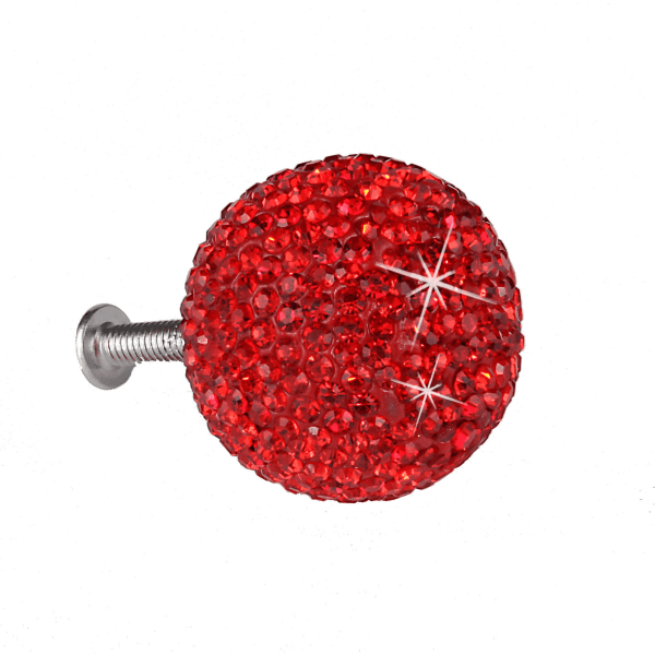 4stk 30mm Krystallhåndtak Diamantskap Garderobeskuffehåndtak Diamantdørhåndtak Bright red