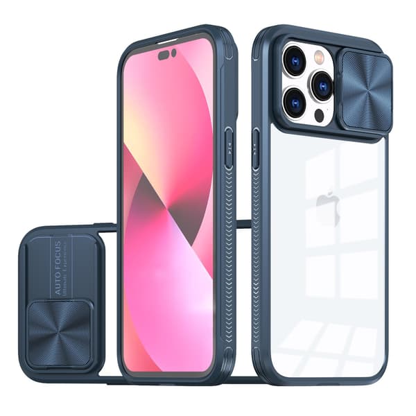 iPhone 17 Pro Max Blå/BLÅ Etui med magnetisk linse og skydevindue