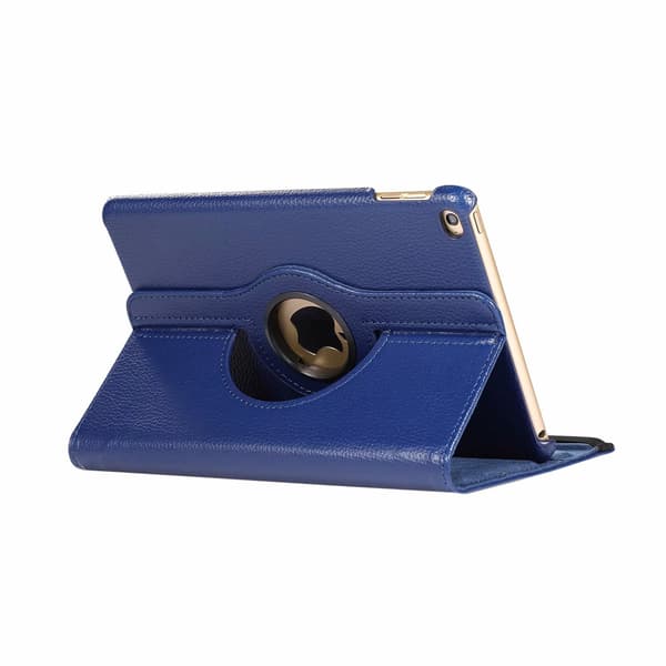 Etui for iPad 2019 mini 5/mini 4 mørkeblå lychee-tekstur roterende lær Dark Blue