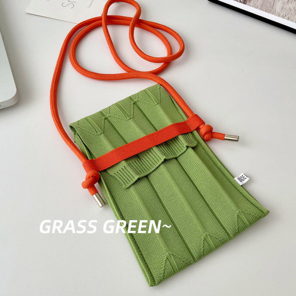 Dame håndveske Design Plissert One-Soulder Crossbody Mini Phone Grass Green Average size