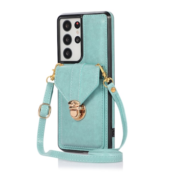 Etui til iPhone15 grøn multifunktionel mode crossbody kortholder spænde pung anti-fald spot